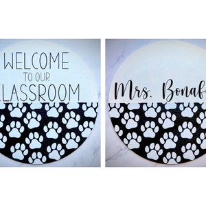 Paw Dog Teacher Classroom Door Sign | Teacher Gift | Teacher Name Sign | Classroom Decor | New Teacher | End of Year Teacher | Christmas