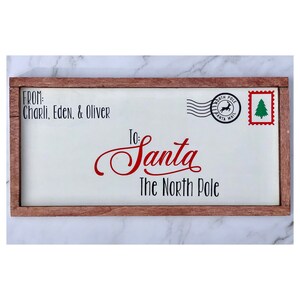 Carta ao Papai Noel Sinal de Natal | Decoração de Natal | Decoração de inverno | Sinal de envelope de natal | Placa de fazenda rústica de Natal