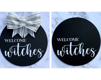 Welcome Witches Halloween Door Sign | Halloween Decor | Fall Decor | Hello Pumpkin Sign | Fall Rustic Farmhouse Sign