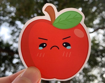 Cute Angry Apple Vinyl Sticker