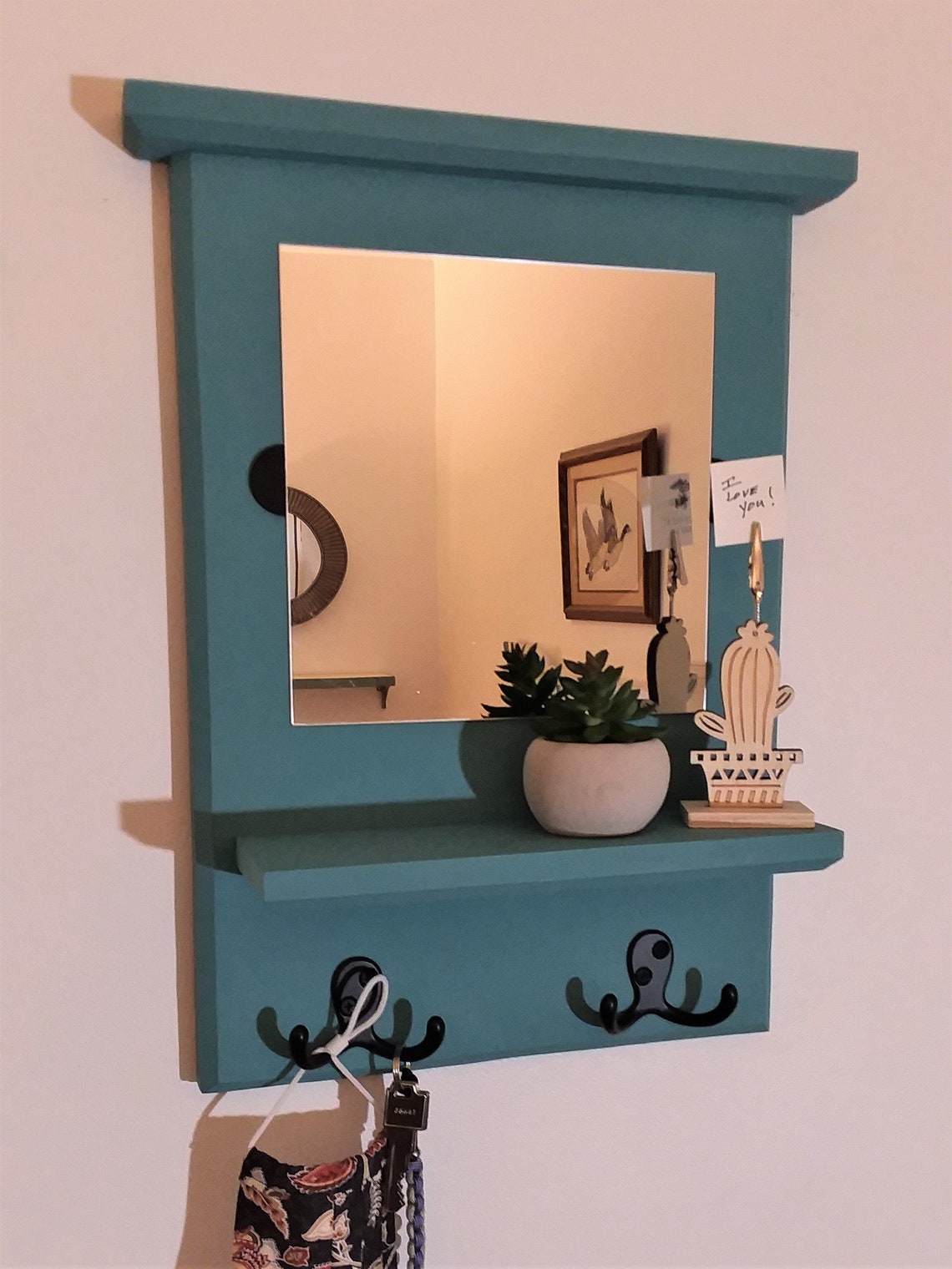 Wall Mirror Mirror with Shelf Key Holder Mirror Key Rack Etsy
