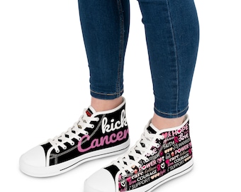 Cancer Inspirational Women's High Top Sneakers | Cancer Survivor | Cancer Warrior | Cancer Awareness | Chuck Taylor Style | Athletic shoes