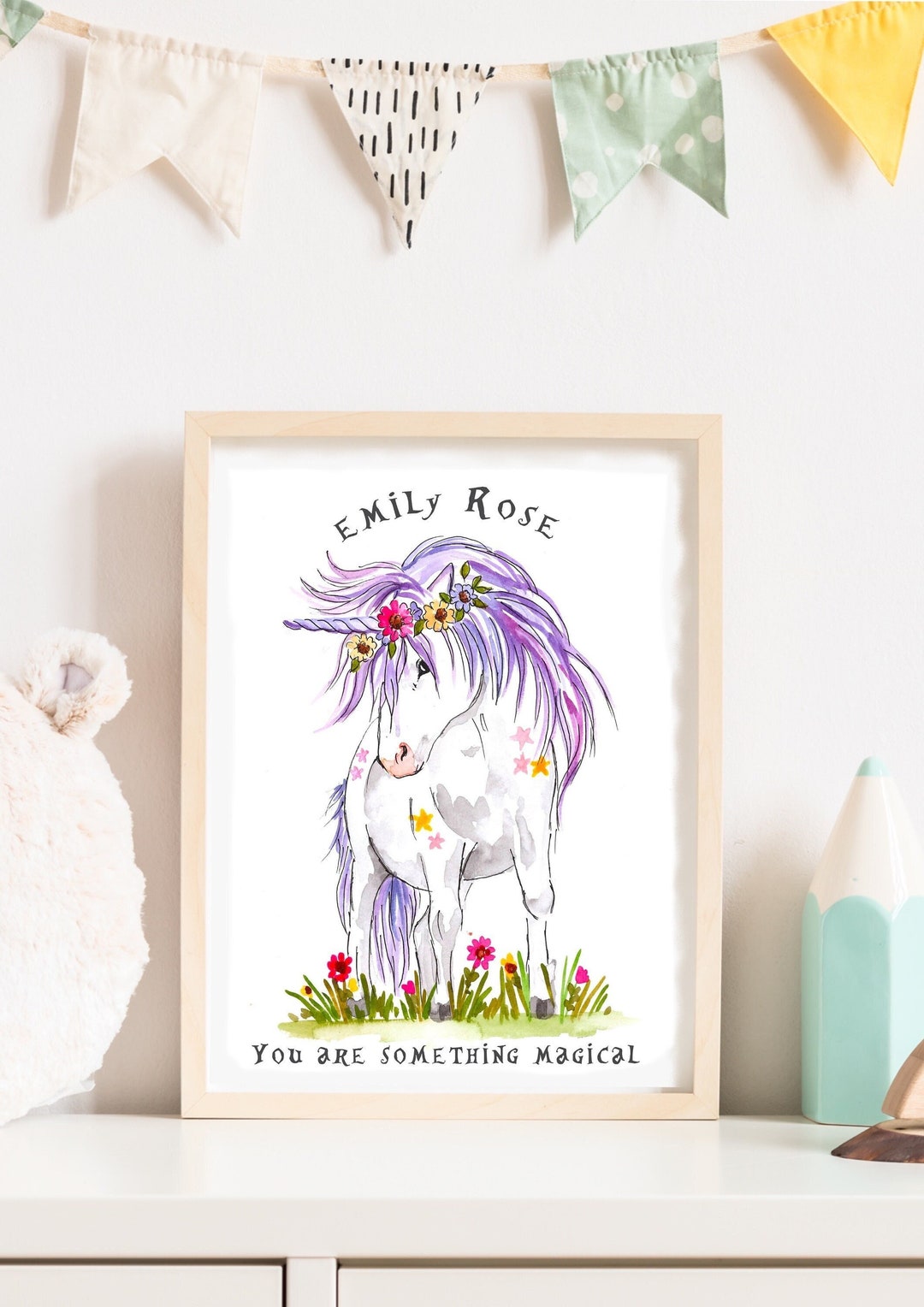 PERSONALISED UNICORN PRINT/ Unicorn Print, Little Girl's Bedroom Print ...