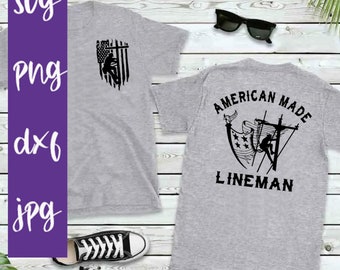 American Made Lineman, SVG File, PNG, JPG, Multiple File Types, Bundle, Downloads