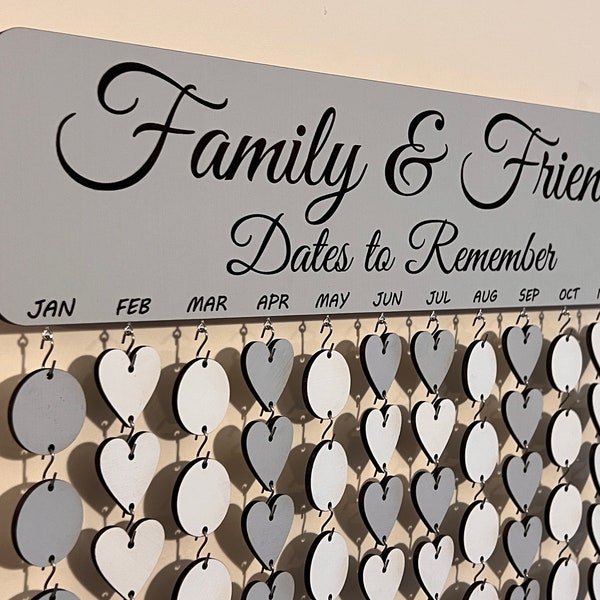 Personalised Birthdays Board, Dates to Remember Board, Year Planner