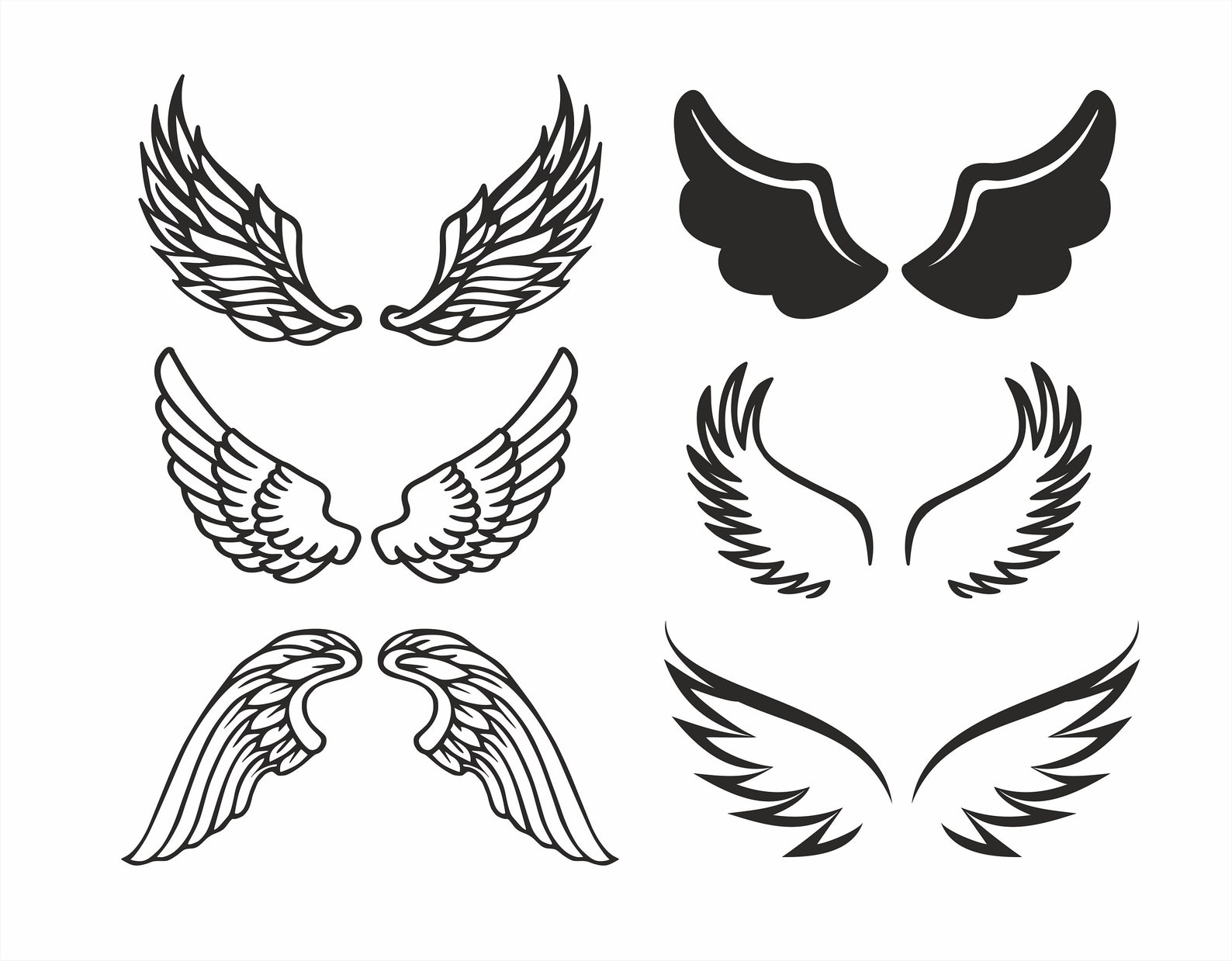 Wings Svg, Wings Outline SVG Bundle, Wings Angel, Wings Clipart, Wings ...