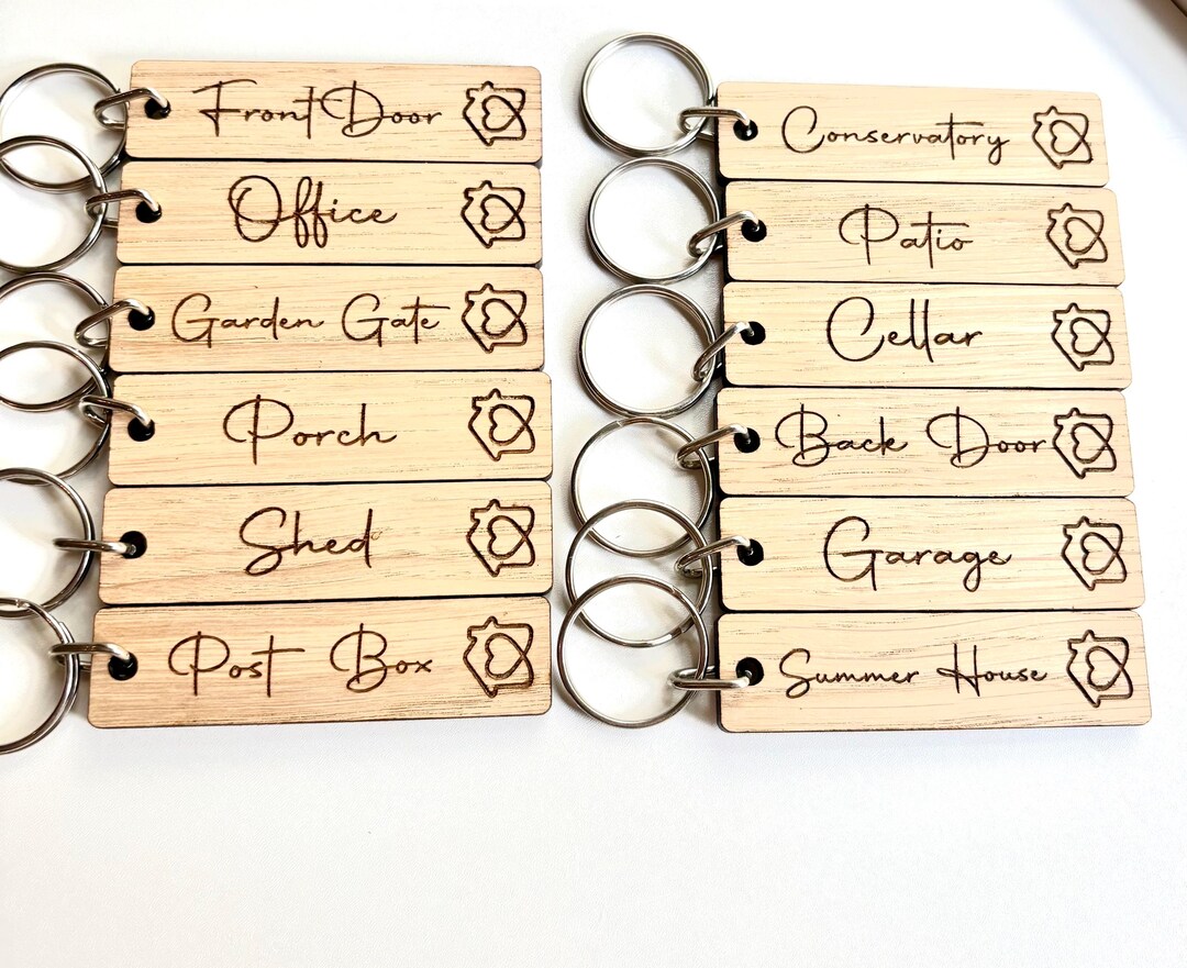 Custom Wooden House Key Tags Set| Personalised Engraved Key Labels for ...