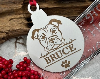 Personalised White Bull Terrier Dog, Pet Wooden - Christmas Tree Decoration Puppy gift