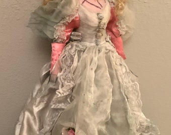 OOAK Creepy Horror Doll 24” Pink Princess porcelain Halloween, Dead Doll