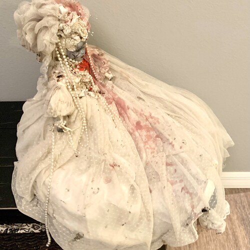 OOAK Creepy Horror shops Doll 29” Bride porcelain Halloween, Dead Doll