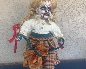 OOAK Creepy Horror Doll 18" TeeTee & Teddy porcelana Halloween, Dead Doll