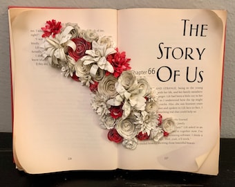 Valentine’s Day Book Art, Sculpture, Paper Flower, Reading Lover's Coffee table book