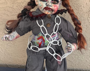 OOAK Creepy Horror Doll 18" LGBTQ Porcelana Halloween, Dead Doll