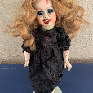 OOAK Creepy Horror Doll 12” Movable porcelain, Dead Doll, Halloween