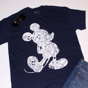 Tattoo Mickey Disney inspired t-shirt, Unisex Mickey old school traditional tattoo style, Navy and White Tee