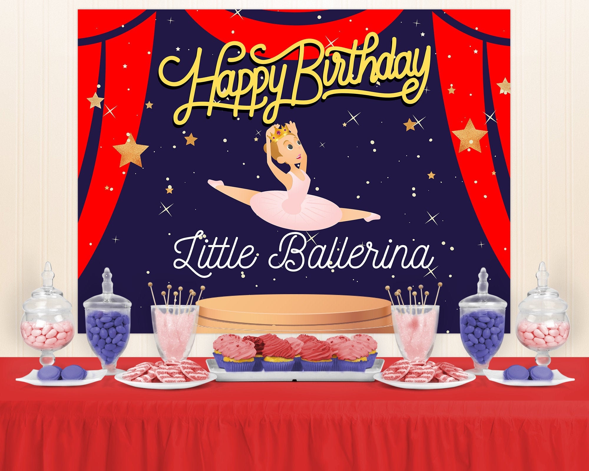 Ballerina Birthday Backdrop in 3 different colours Kids Etsy