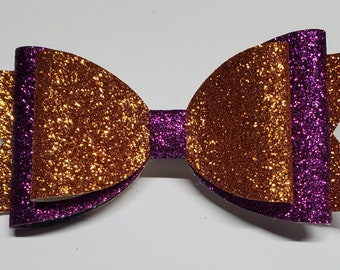 Glitter bow - copper and purple