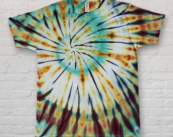 Hand Dyed Ice Dye T-Shirt: Spiral Design, Adult Medium