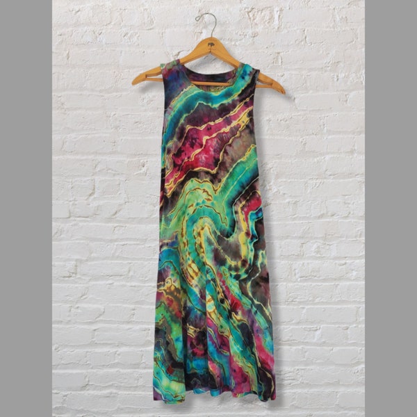 Reverse iced dyed tie dye dress with pockets. Size adult x-small (0-2)