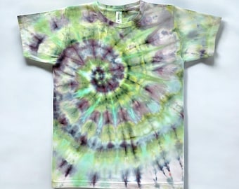 Ice Dyed Tie Dye T-Shirt: Spiral Design, Adult Small