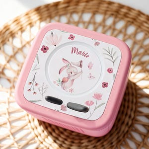 Personalized Toniebox 2 Sticker – Protective Film with Name – Cute Bunny Watercolor Design – Kids Gift & Christmas Present