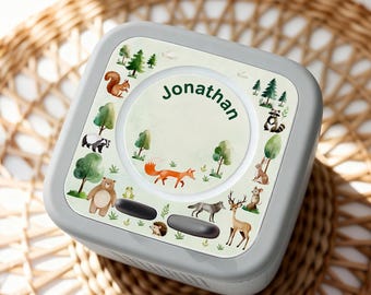 Personalized Toniebox 2 Sticker – Protective Film with Name – Animals Forest Watercolor Design – Kids Gift & Christmas Present