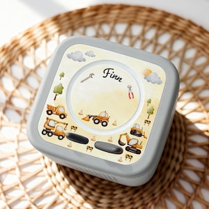 Personalized Toniebox 2 Sticker – Protective Film with Name – Construction Site Watercolor Design – Kids Gift & Christmas Present