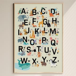 ABC Poster, Alphabet Poster, Tieralphabet, Buchstaben Kinderzimmer,Kindergarten,  ABC Poster für Schulkind 2022, Vorschulkind, Montessori