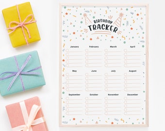 Birthday Tracker Birthday Log Anniversary Calendar Bullet Journal PDF Printable Birthday Planner Digital Download Birthday Calendar Page