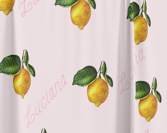 Personalized Lemon Baby Blanket, Custom Name Lemon Swaddle, Personalized Lemon Nursery Baby Blanket