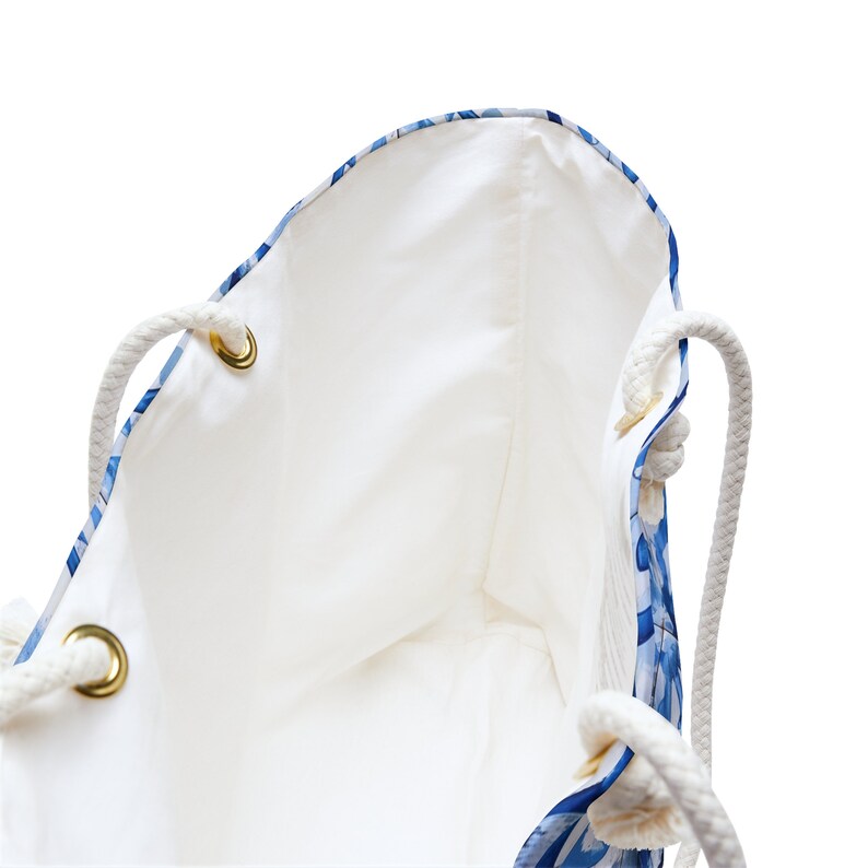 Ravello Amalfi Coast Majolica Tile Tote Bag, Capri Style Tote, Blue and White Tile Italy Tote Bag, Beach Bag, XL Tote image 4