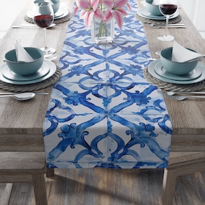 Amalfi Italian Tile Table Runner, Capri Italy Bridal Shower or Baby Shower, Italian Table Decor