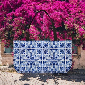 Capri Amalfi Coast Tile Tote Bag, Italian Print Tote Bag, Italy Tote Bag, Weekender