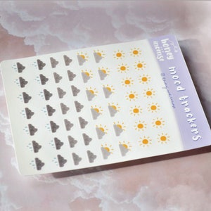 Autocollants Weather Mood Tracker | Autocollants BuJo humeur/émotion | Autocollants planificateur Humeur Météo