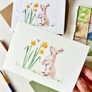 Lapin et jonquille | Carte de voeux britannique vierge de Zazzle.be Liste d'envies Vous avez des idées ? Animaux et fleurs britanniques | Fleurs sauvages à planter / Carte de voeux écologique
