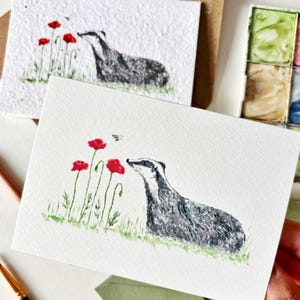 Blaireau et coquelicot | Carte de voeux britannique vierge de Zazzle.be Liste d'envies Vous avez des idées ? Animaux et fleurs britanniques | Fleurs sauvages à planter / Carte de voeux écologique