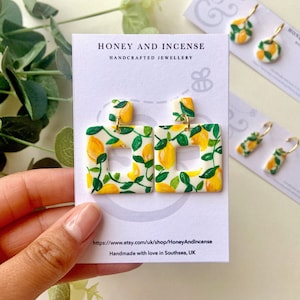 The Amalfi Lemon | Hand-painted Polymer Clay Earrings | Fruit Theme Earrings and Accessories | Lemon Gift Ideas | Yellow Gifts