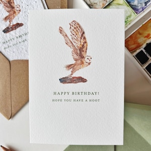 Amusez-vous bien ! de voeux d'anniversaire hibou | de voeux de poulet et d'oiseau | Fleurs sauvages à planter / Carte de voeux écologique