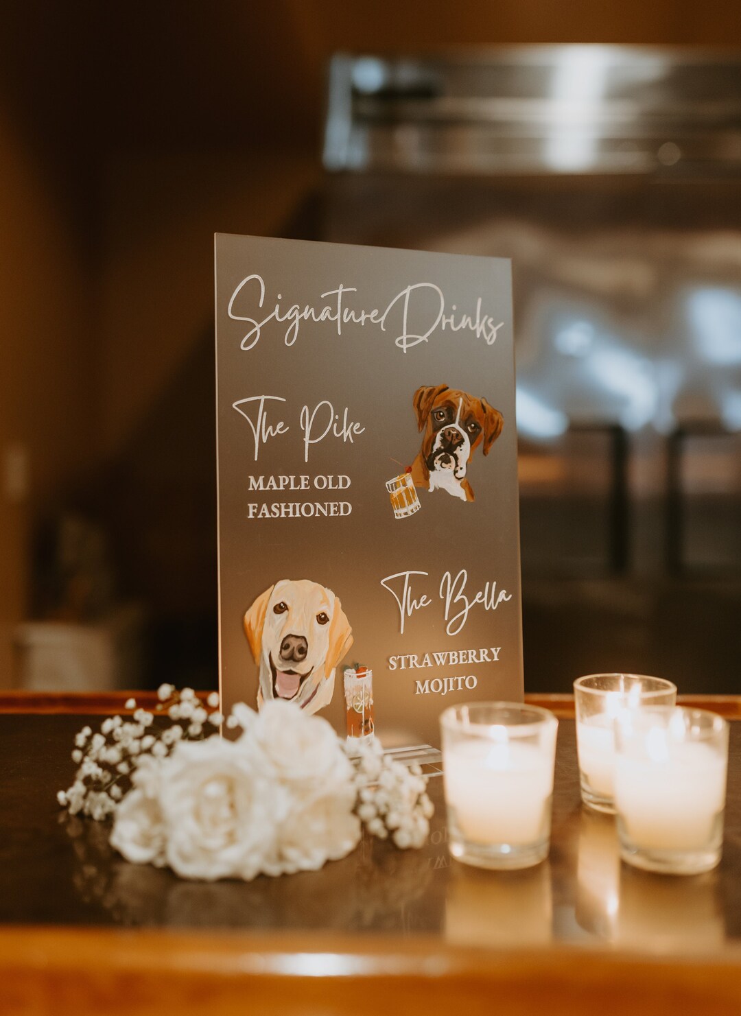 Pet Portrait Signature Cocktail Bar Sign Wedding Dog - Etsy