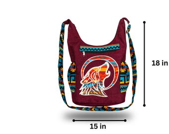 Handgjord Wolf Shoulder Bag: Kichwa Artisan Crossbody Bag