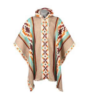 100%  Sheep wool Poncho. Hand woven Poncho. Adult Size unisex poncho. Fair trade Poncho.