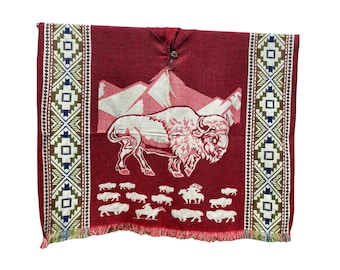 Poncho tejido de búfalo, mezcla de alpaca, corte unisex