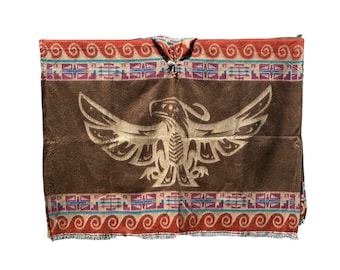 Poncho de lana de alpaca Thunderbird - Poncho de festival de estilo nativo
