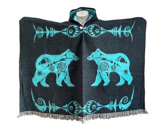 Alpaca Wool Bear Poncho: Handwoven Native Design