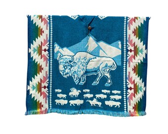 Alpaca Blend Bison Poncho: Handwoven Native Style