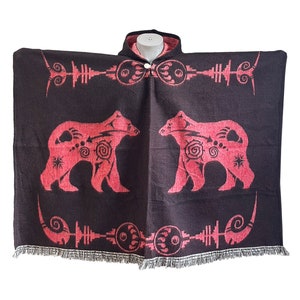 Bear Poncho. Alpaca wool blend poncho. Adult size poncho. Soft and warm poncho. Free Shipping!