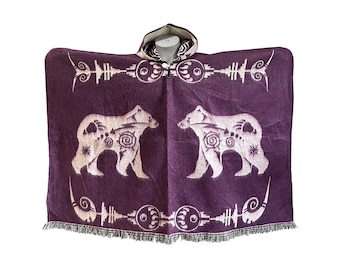 Poncho de oso de mezcla de alpaca: tejido a mano, talla unisex para adultos