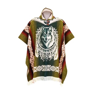 Alpaca Wool Poncho. Wolf Poncho. Fairtrade Poncho. Poncho For Him. Poncho For Her. Perfect Gift Idea.