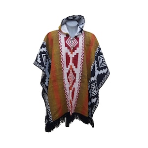 Southwest Design Poncho. LIGHTWEIGHT Alpaca wool poncho. Geometric poncho. Unisex use poncho.