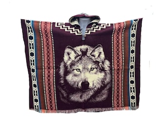Poncho de mezcla de alpaca y lobo: unisex, diseño indio
